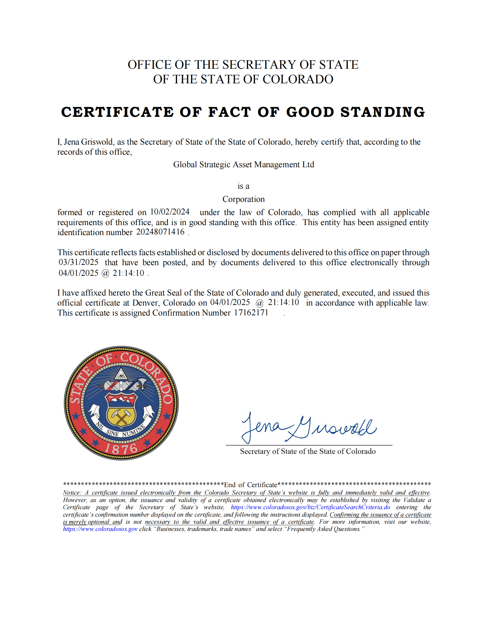 Good Certificate